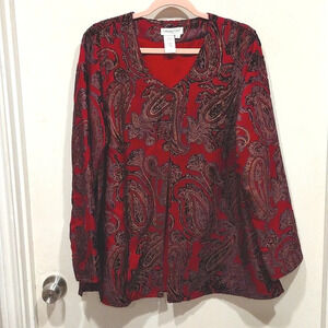 Coldwater Creek Paisley Velvet Flocked Long Sleeve One Button Jacket M Gothic